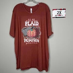 All the Plaid & Pumpkin 2X tee shirt- L&B Life